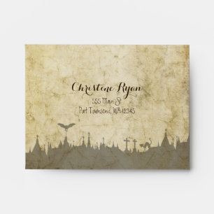 RSVP envelope for Halloween with cemetery