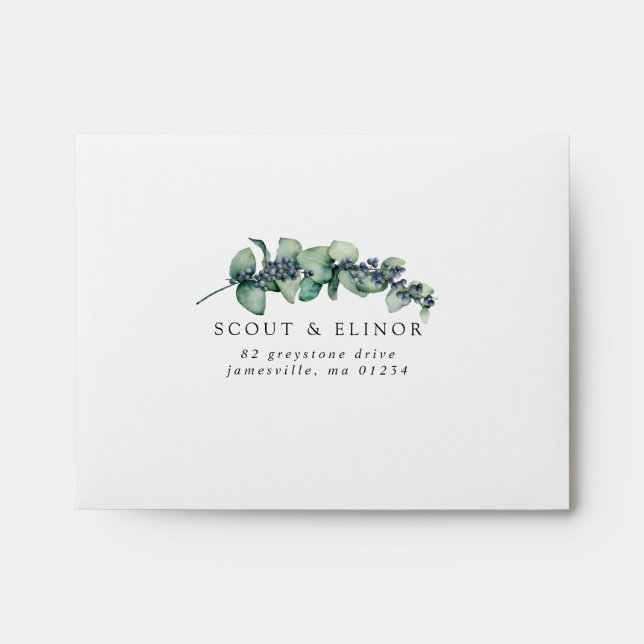 RSVP Eucalyptus Berry Botanical Address Envelope (Front)