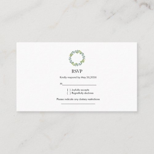 RSVP Eucalyptus Wreath Wedding Card