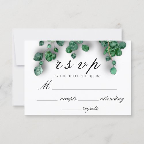 RSVP Event Wedding White Greenery Eucalyptus