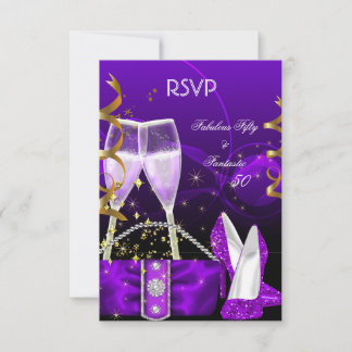 RSVP Fabulous Fantastic Purple High Heels Glitter Card