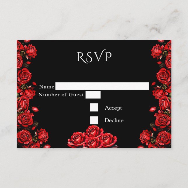 RSVP Fairytale Red Roses Wedding Enclosure Card (Front)