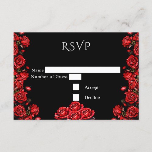 RSVP Fairytale Red Roses Wedding Enclosure Card