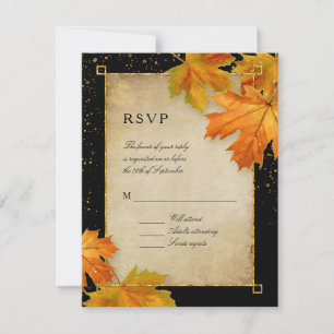 RSVP Fall Autumn Falling Leaves Elegant Wedding