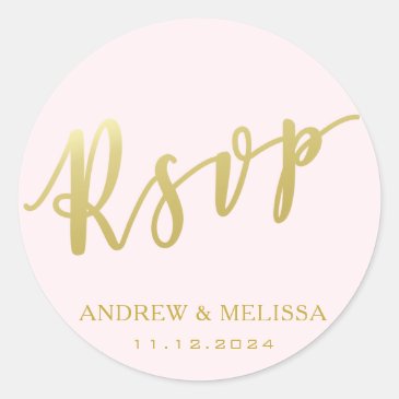 RSVP | Faux Gold Brush Script - Blush Pink Wedding