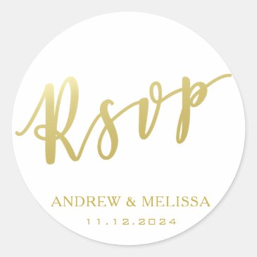 RSVP | Faux Gold Brush Script Wedding Sticker