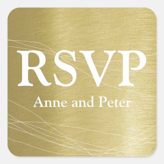 RSVP faux gold wedding  Square Sticker (Front)