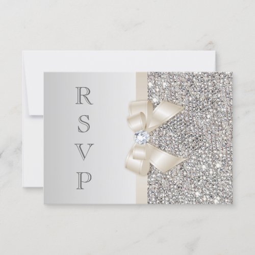 RSVP Faux Silver Sequins Light Champagne Bow