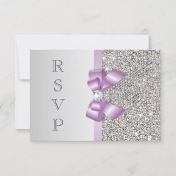 Rsvp Faux Silver Sequins Lilac Bow by AJ_Graphics at Zazzle