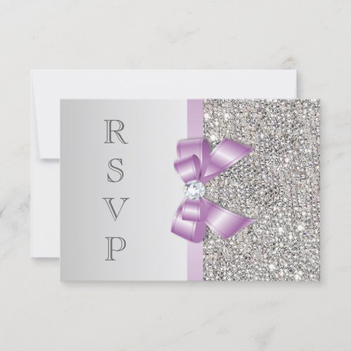 RSVP Faux Silver Sequins Lilac Bow