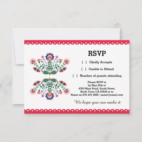 RSVP Fiesta Mexican Print Card Red Wedding Party