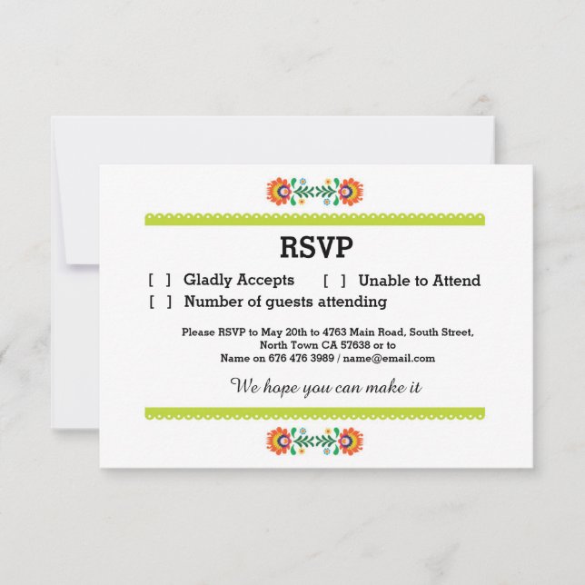 RSVP Fiesta Mexican Print Cards Lime Wedding Party (Front)