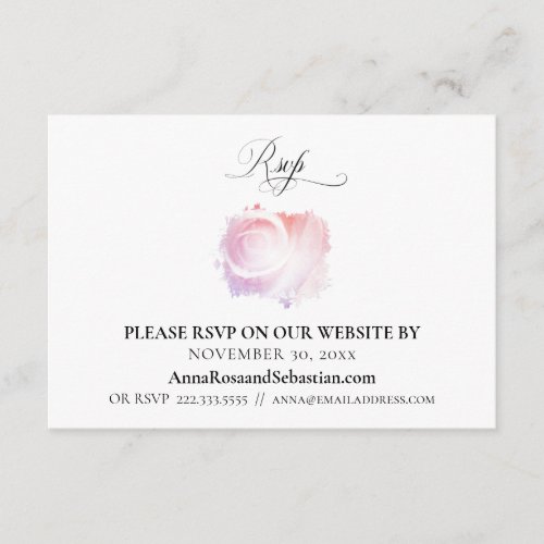 RSVP  Floral Rose Wedding Website Enclosure