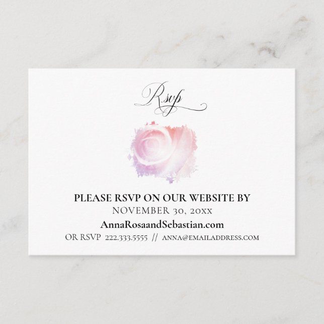*~* RSVP  Floral Rose Wedding Website Enclosure Card (Front)