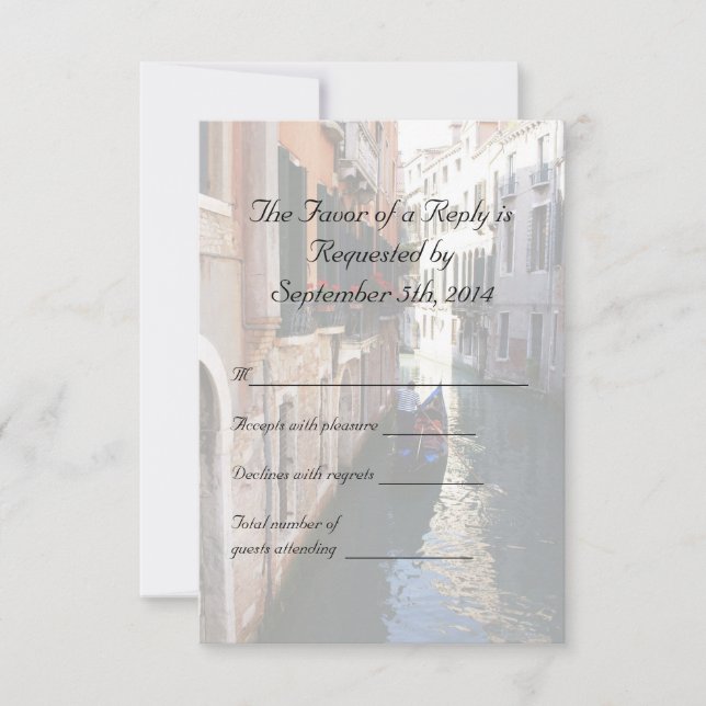 RSVP for Venetian Themed Wedding Card (Front)