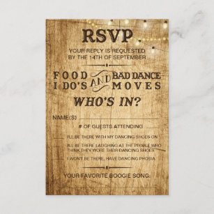 RSVP for wedding Food, I Do's and Bad Dance Moves