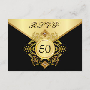 RSVP Formal Gold Black 50th Birthday Anniversary