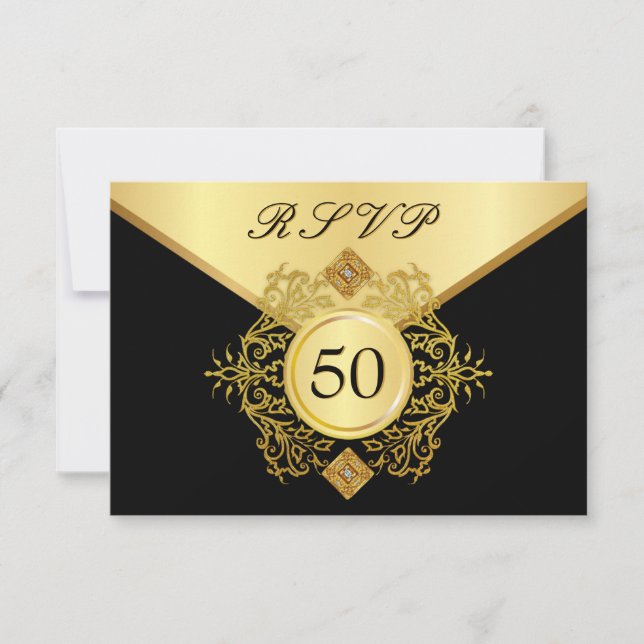 RSVP Formal Gold Black 50th Birthday Anniversary (Front)