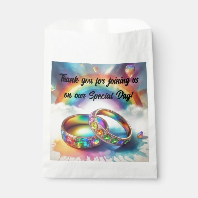 RSVP Gay lesbian Rainbow Rings Favors Favor Bag (Front)