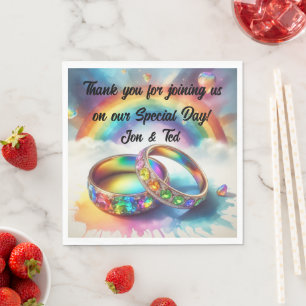 RSVP Gay lesbian Rainbow Rings Napkins