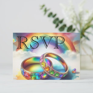 RSVP Gay lesbian Rainbow Rings RSVP Invitation