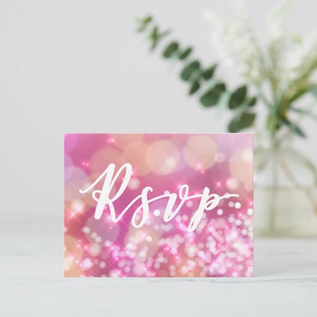 RSVP | Glamorous Pink Sparkles Postcard (Standing Front)