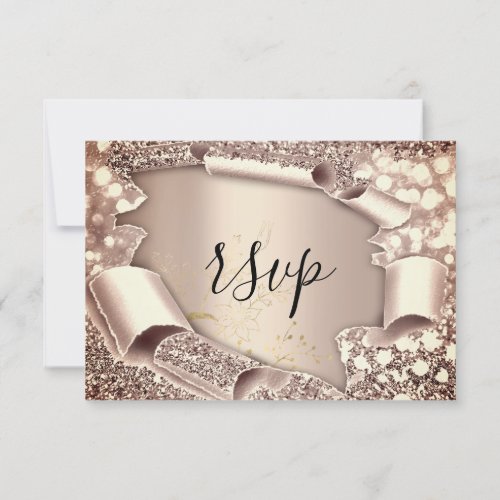 RSVP  Glitter Bridal Shower Rose Gold Floral