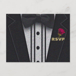 RSVP Glitter Tuxedo Invitation Postcard