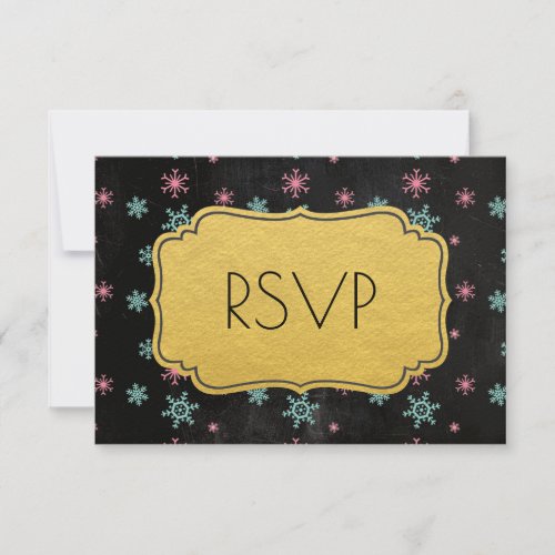 RSVP Gold And Black Simple And Elegant Snowflake