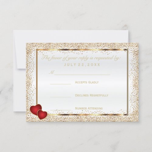 RSVP  Gold Confetti and White Satin