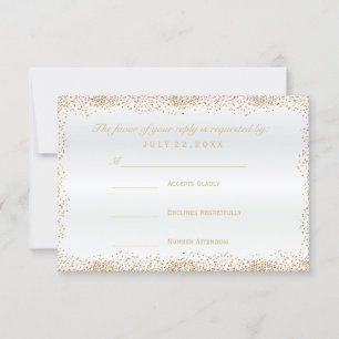 RSVP Gold Confetti and White Satin Card