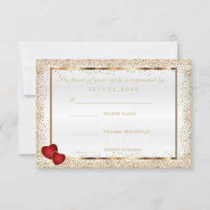 RSVP Gold Confetti and White Satin Card