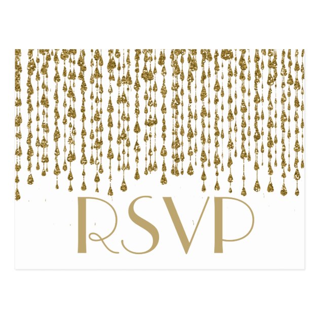 RSVP | Gold Confetti Streams Postcard