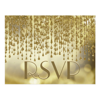 RSVP | Gold Confetti Streams with Bokeh Background Postcard