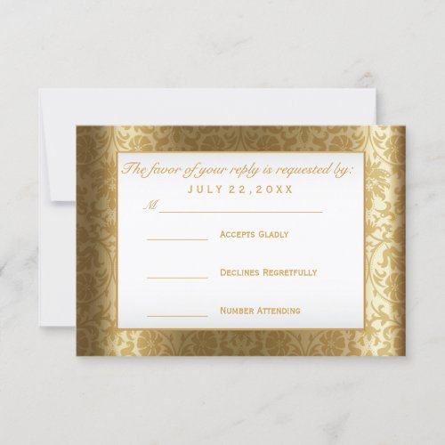 RSVP  Gold Damask and White