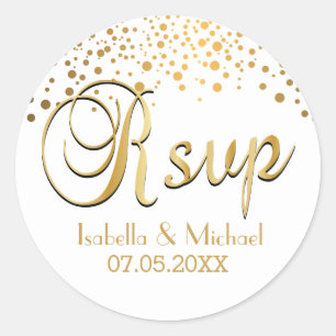 RSVP Gold Dots Personalize Classic Round Sticker