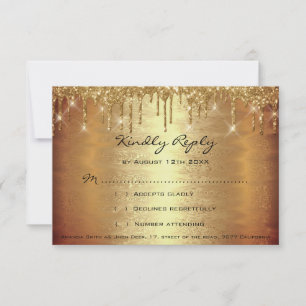 RSVP Gold Drips Spark Glitter Wedding Bridal Showe
