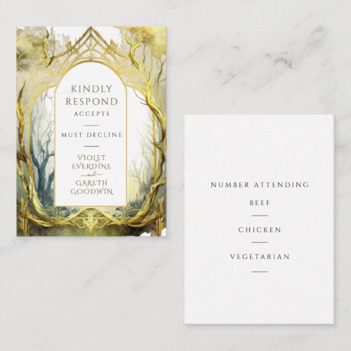 RSVP Gold Enchanted Forest Wedding Enclosure Card