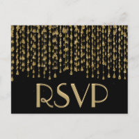RSVP | Gold Falling Stars Invitation Postcard