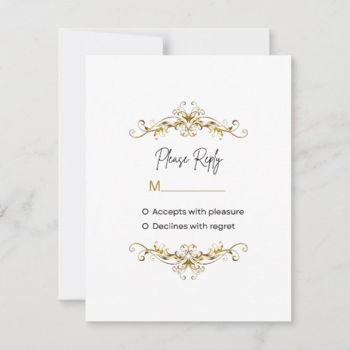 RSVP Gold Scroll Corner Frame Response Card