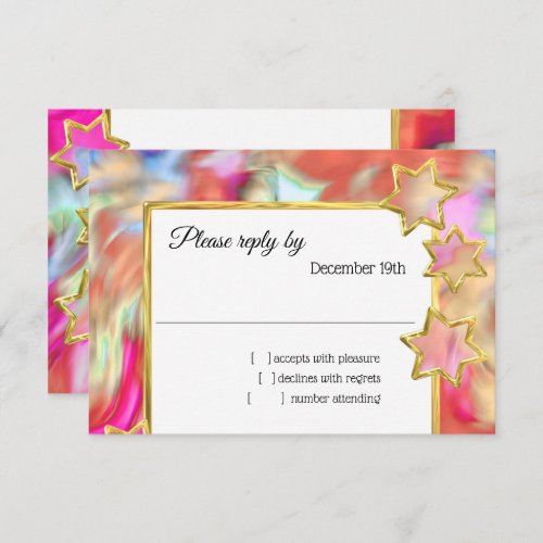 RSVP Gold Star Abstract Red Tie Dye Invitation