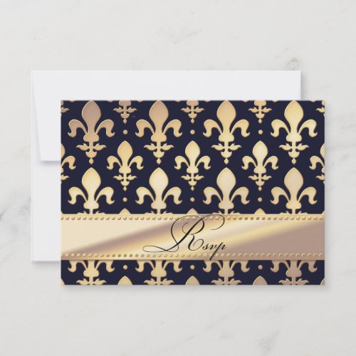 RSVP Gold Wedding Anniversary Fleur de Lis