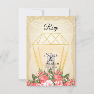 RSVP - Golden Lantern and Coral Flowers Card