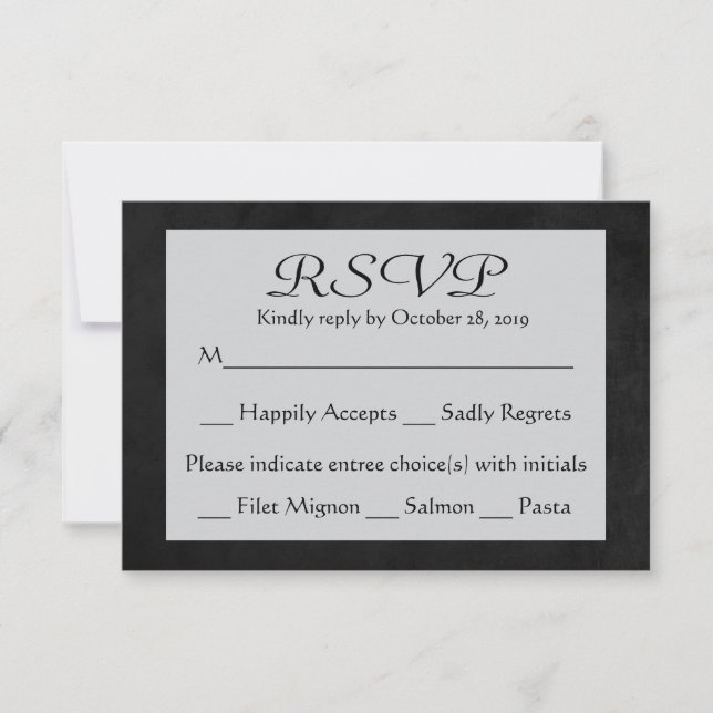 RSVP Gray & Black Chalkboard Wedding Response Card (Front)