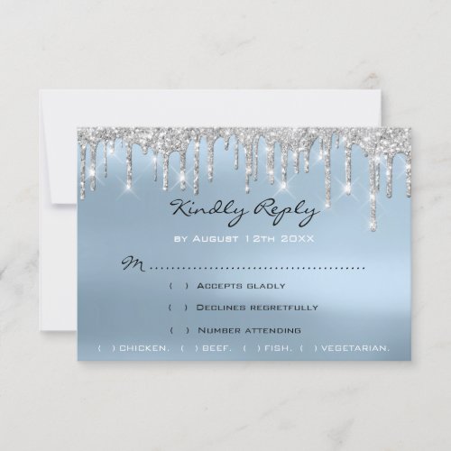 RSVP Gray Wedding Glitter Bridal Wedding Blue