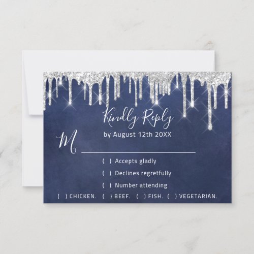 RSVP Gray Wedding Glitter Wedding Blue Navy