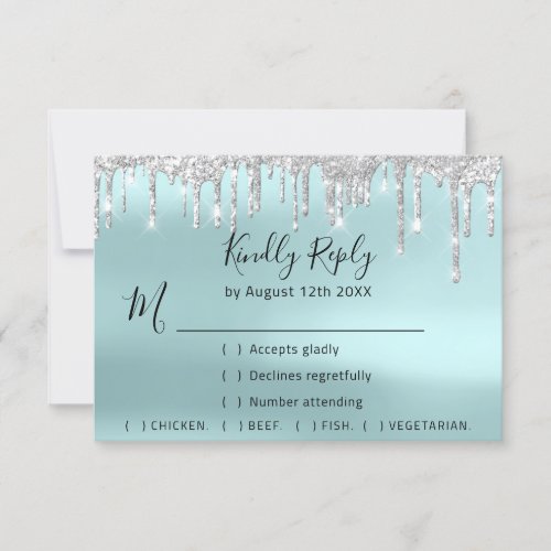 RSVP Gray Wedding Glitter Wedding Chic Aqua