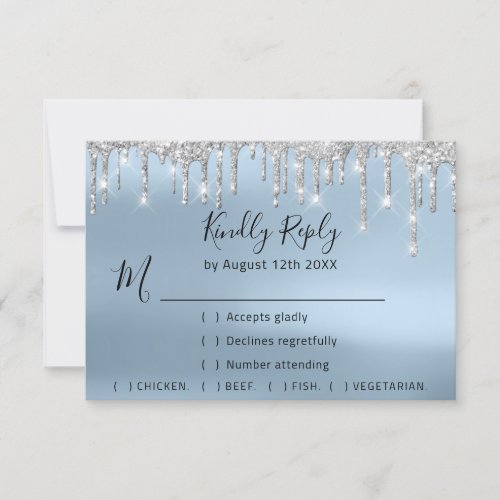 RSVP Gray Wedding Glitter Wedding Chic Blue