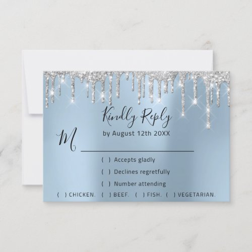 RSVP Gray Wedding Glitter Wedding Chic Blue