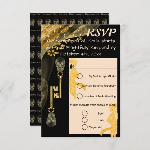 RSVP Hallowedding  Gold Nuggets Skull Keys